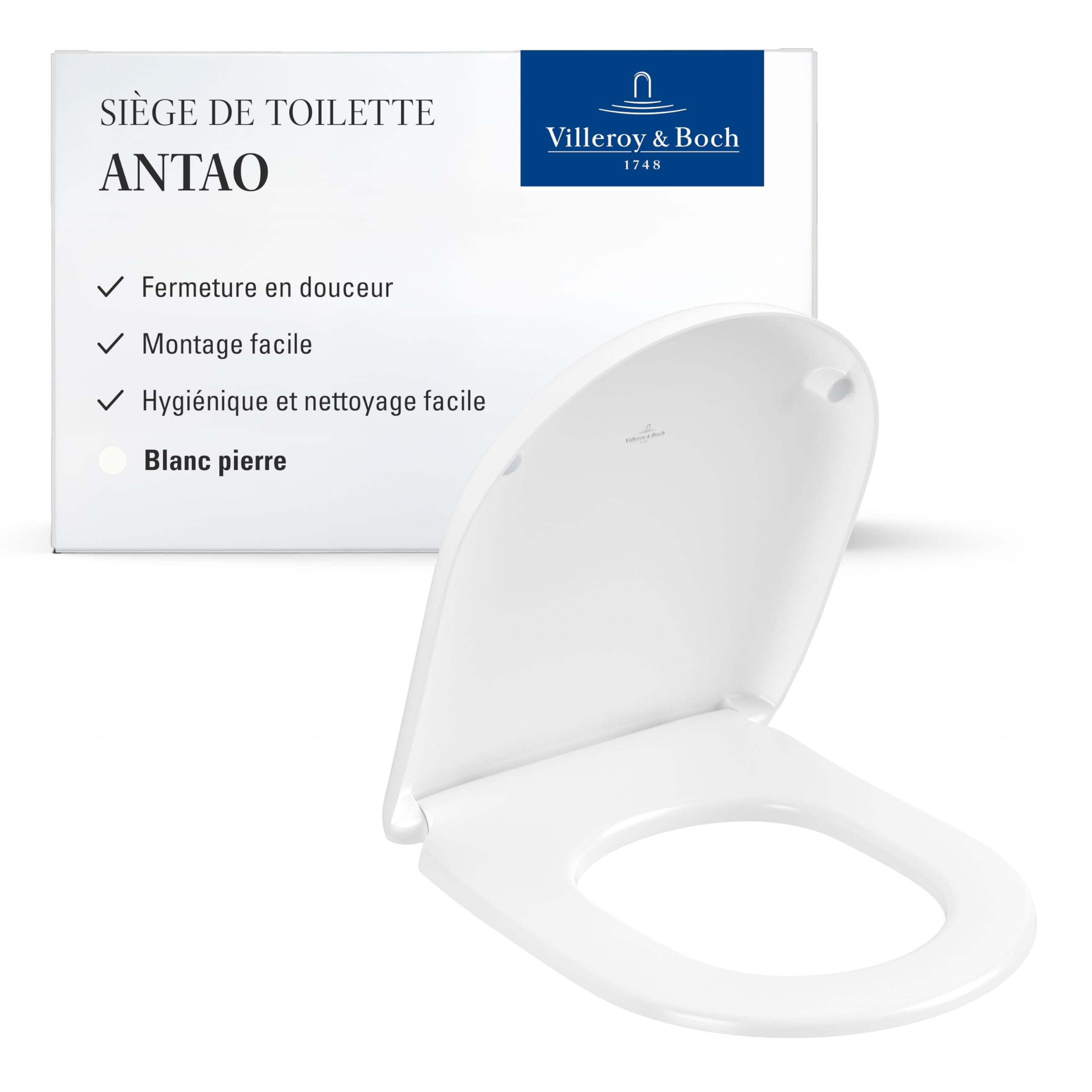Siège de WC Antao blanc mat amovible pour salle de bain