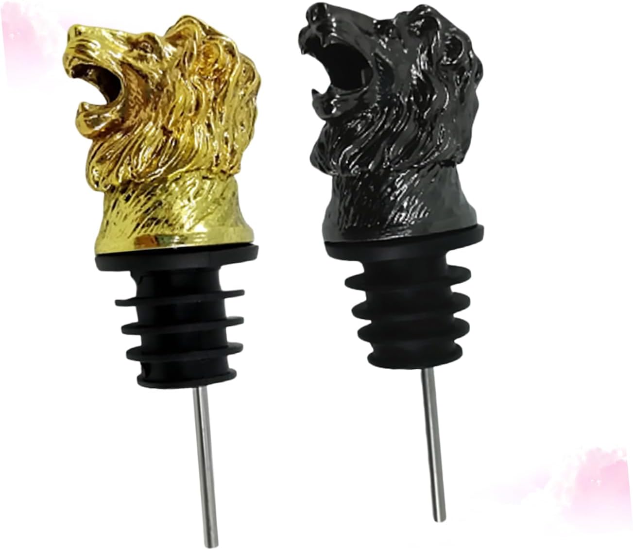 COLLBATH 2pcs Lion Head Wine Spout Stoppers Wine Pourer Unique Party Accessory for Alcohol