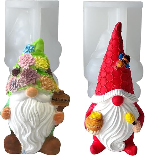 Decoraciones navideñas de gnomos 3D  Moldes de silicona para velas de Papá Noel sin rostro, moldes de resina de gnomos de Navidad para manualidades,