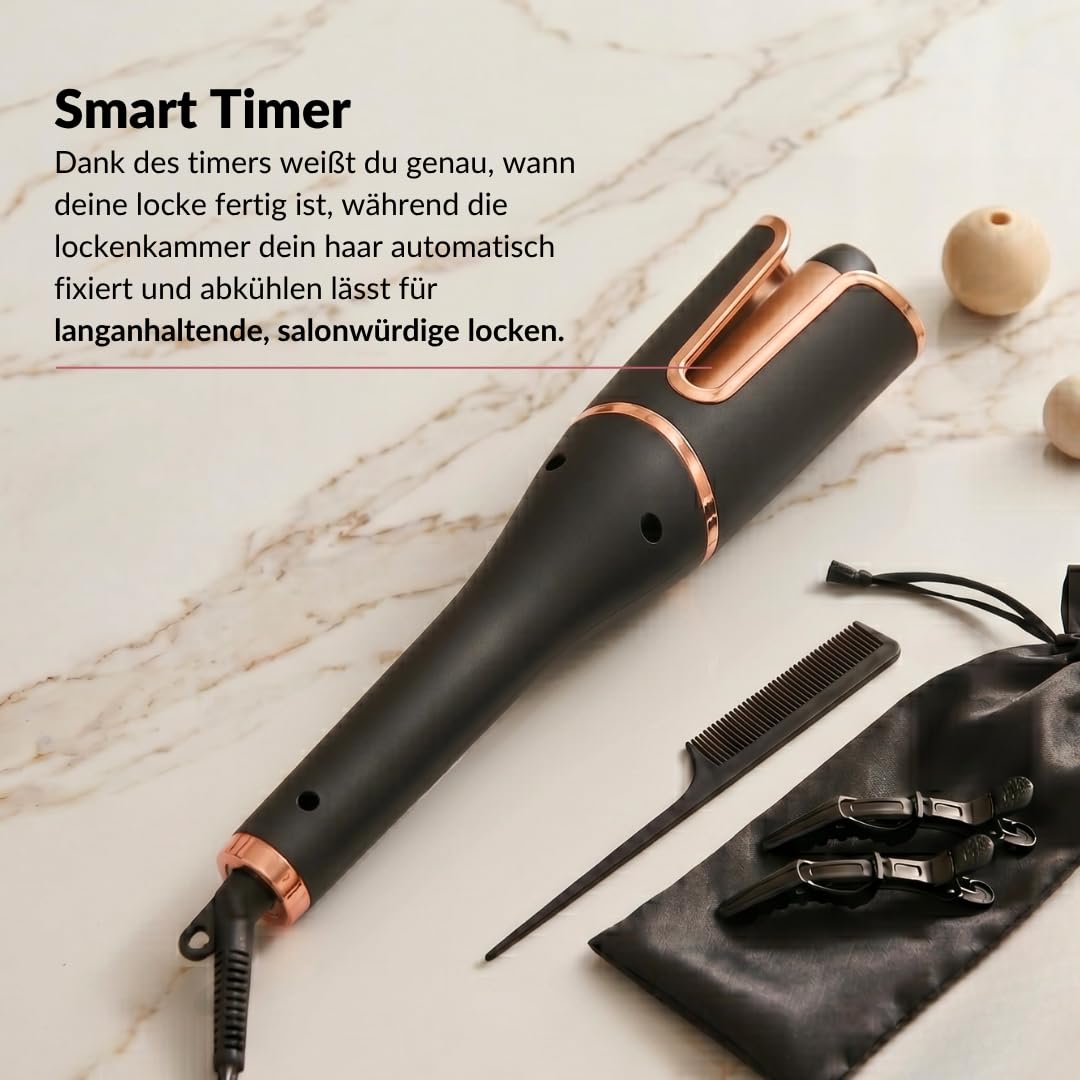 5-in-1 Automatischer Lockenstab – Haarlockenstab mit Keramik-Ionen-Technologie, 2-Wege-Rotation, 6 Temperatureinstellungen, 360°-Drehkabel, Sicherheits-Autoabschaltung