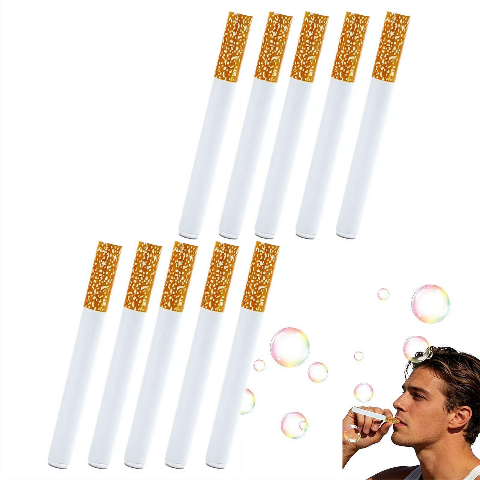 Bubble Toy Cigarette,Bubble Blowing Cigarette Stress Relief Toy,Bubbles Cigarettes Stress Relief Accessary,Blow Bubbles Cigarettes Sticks with Liquid Relaxation Birthday Party (10pcs)