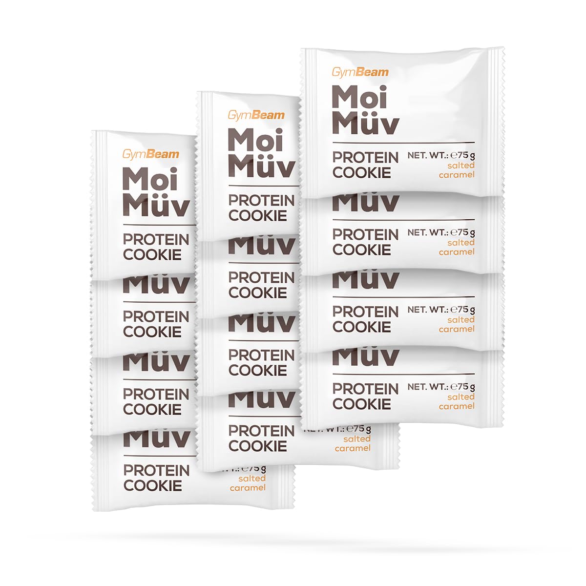 Galleta proteica GymBeam MoiMüv, caramelo salado, 12 x 75 g