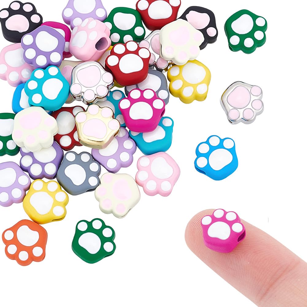 Perles empreintes de pattes de chat émaillées pour sublimer vos bracelets souvenirs d'animaux