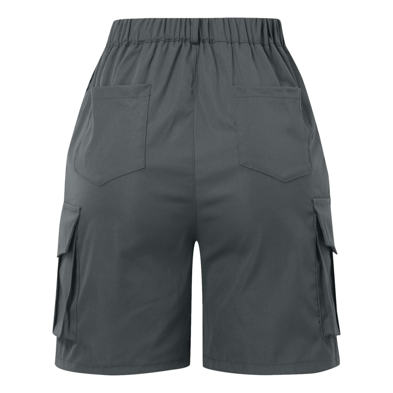 Short Cargo Randonnée Femme Été Taille Élastique, Bermuda Cargo Décontracté pour Femmes en Coton avec Plusieurs Poches Couleur Unie Short D'été Grande Taille pour Randonnée Outdoor Loisir