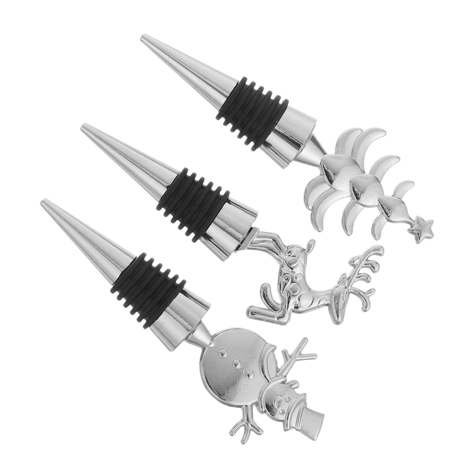 ABOOFAN 12 Piezas corchos de Vino de Navidad tapón de Vino de Navidad Tapa de Botella de Metal de Vacaciones tapón para conservas Aleación de Zinc Plata