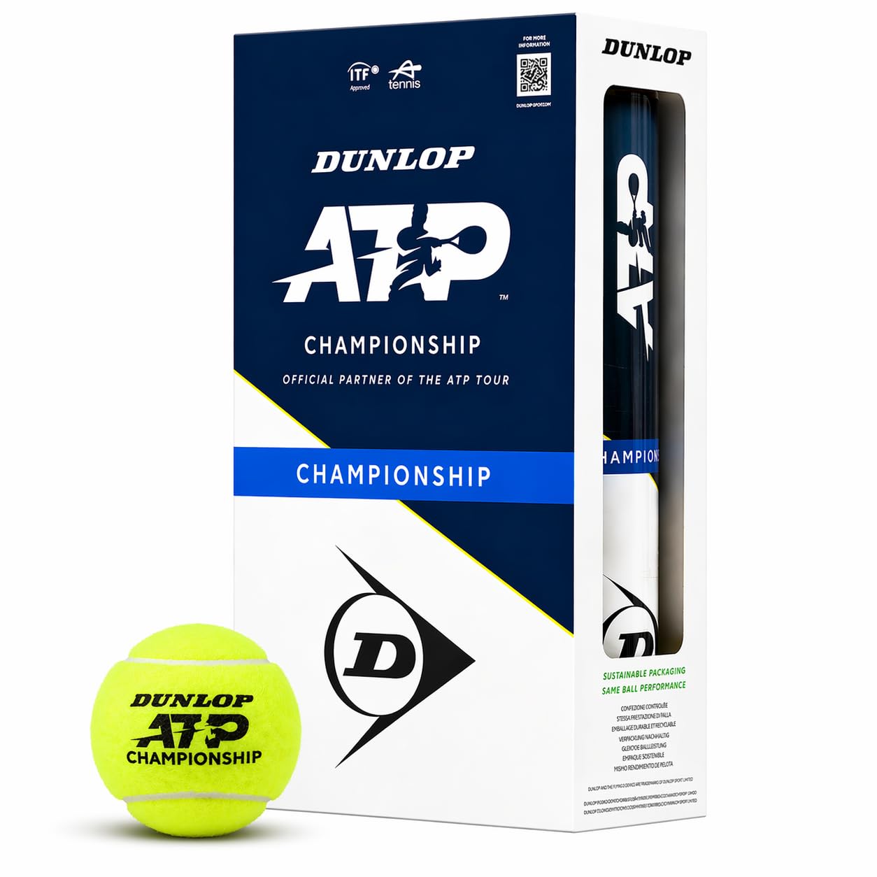 DUNLOP Pallina da tennis ATP Championship, per sabbia, campo duro e erba, palline 2x4