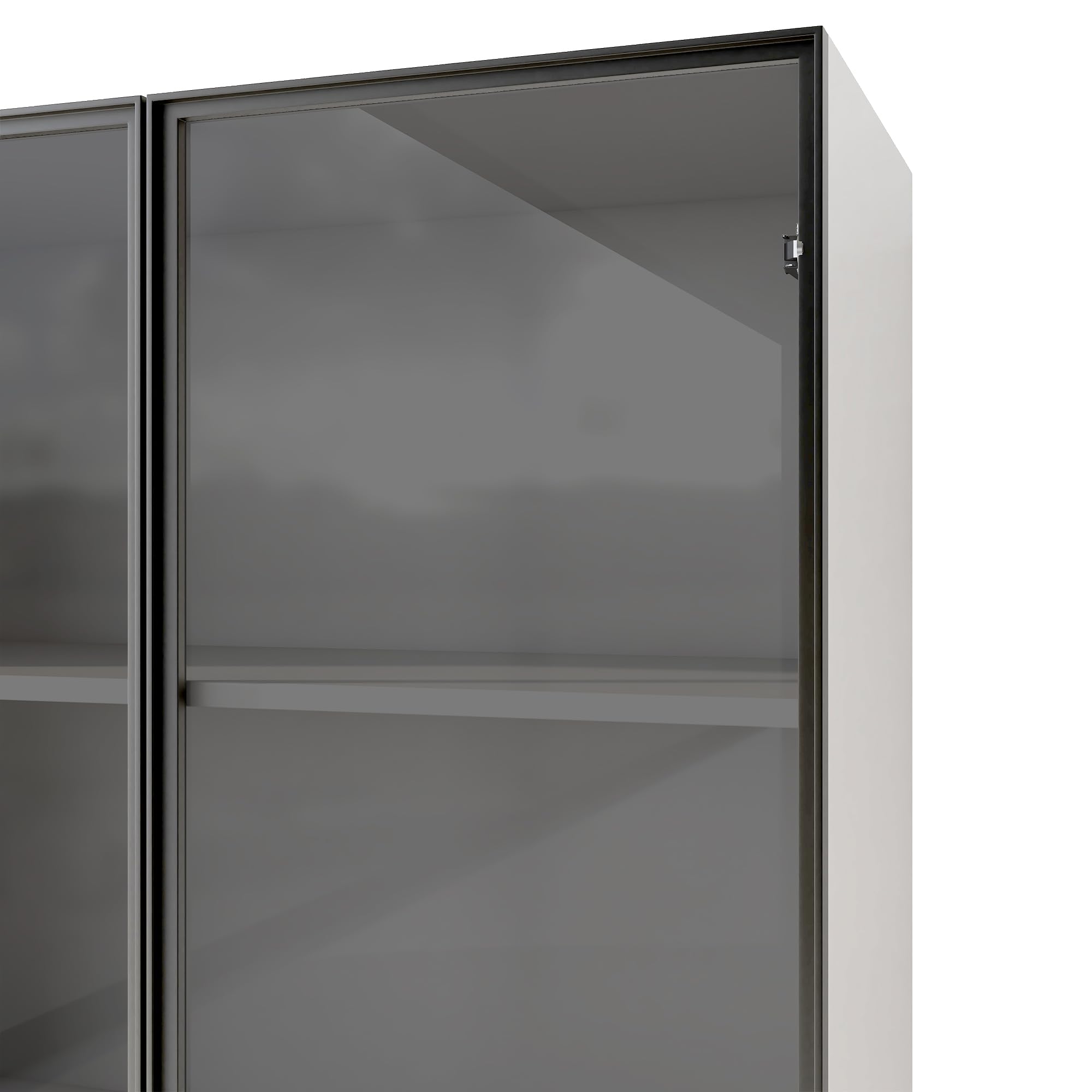 Vitrina de 60 × 40 × 160 cm, vitrina de cristal blanco, estantería y armario multifunción con cajones, con marco de aluminio, puertas de vidrio templado y bisagras de cierre suave