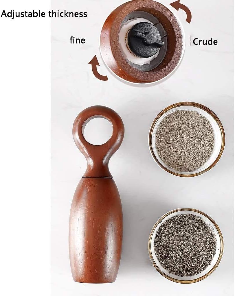 Wooden Salt and Pepper Grinder Set - Manual Grinding Bottle Grinding Sea Salt Pepper Sesame Black Pepper Grain Grinder Pepper Mills (Size : Medium)