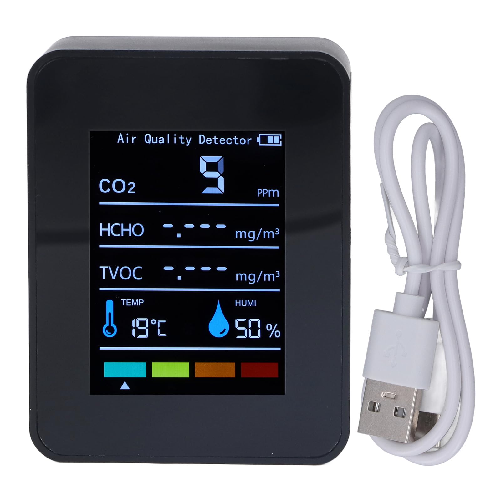 Respicefinem Carbon Dioxide Detector Tvoc Hcho Detector 14. 0×10. 0×5. 0 Co2 Lcd Tvoc Hcho Temperature Humidity Quality Meter Temperature Humidity