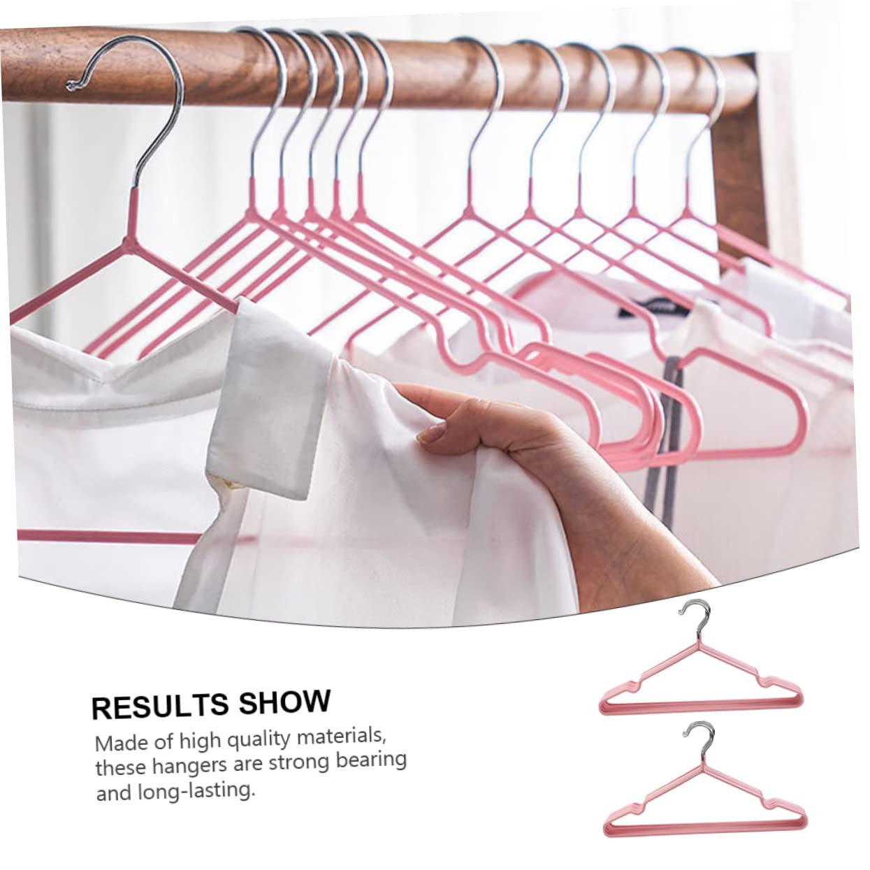 Happyyami Stainless Steel Clothes Hanger Set 10pcs Drying Rack Non-Slip Hooks for Coats Shirts Dresses Home Supplies