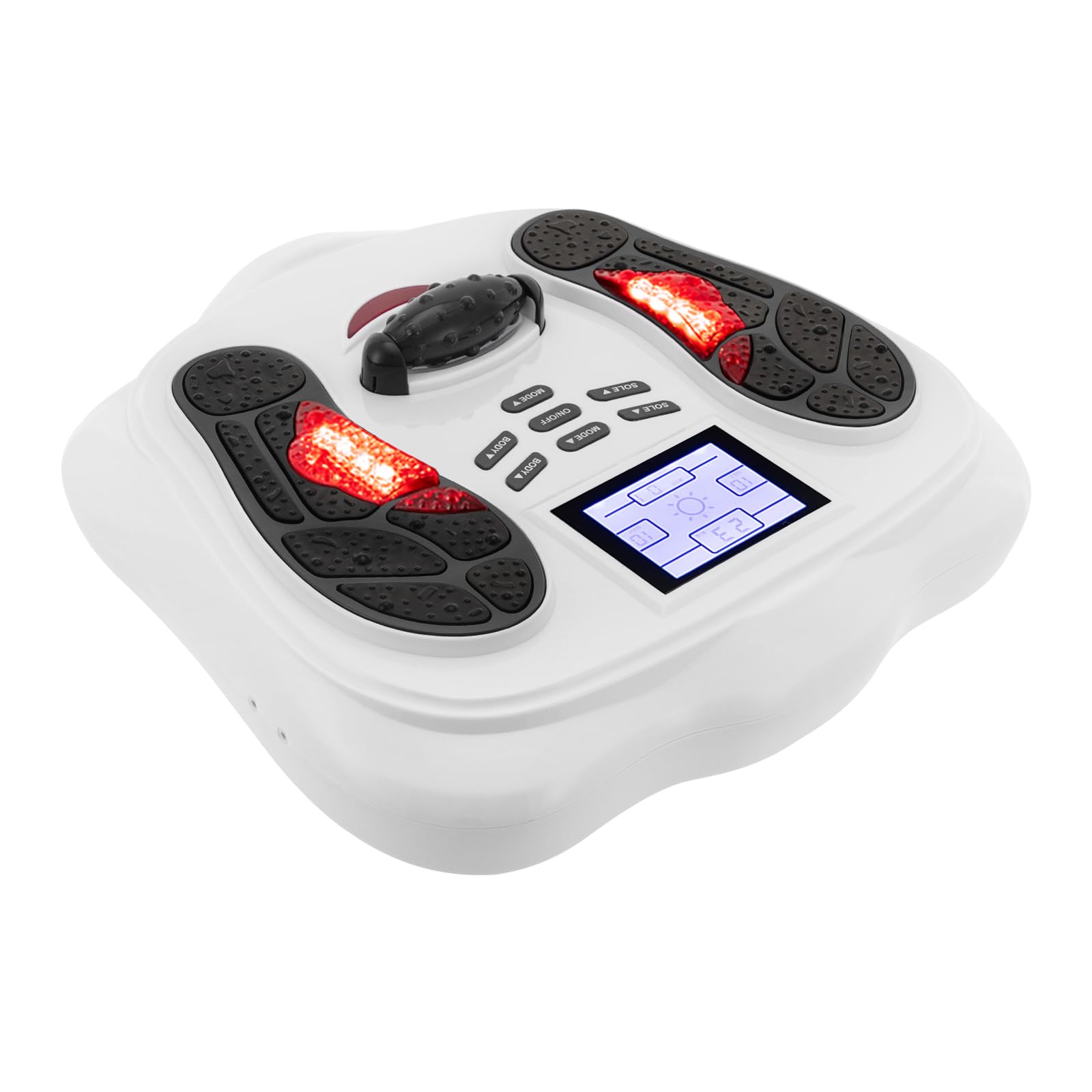 Fußmassagegerät, Tragbar Fussmassagegerät Elektrisch mit Wärme, Hämmern, Stoßen, Akupressur, Kneten, Drücken für müde Muskeln und Fußsohlen, Schwarz