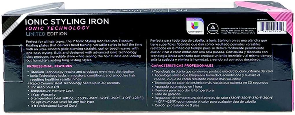 blowpro NBL Ionic 1" Styling Iron, 6-Preset Temperature Settings, Auto-Shutoff, Heats up in 30-Seconds, with a Temperature Memory Lock, You'll Never Choose Another Iron Again!