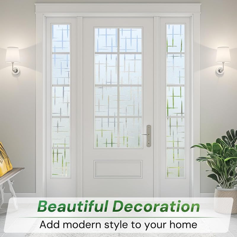 Image of WOO Home Frosted Glass Window Film & Stickers (24 X 96 INCH) Privacy Window Cover for Home & Office - Easy Apply, UV Protection, Removable Decorative Film (Multi Color Design Film | 2 X 8 SQFT)