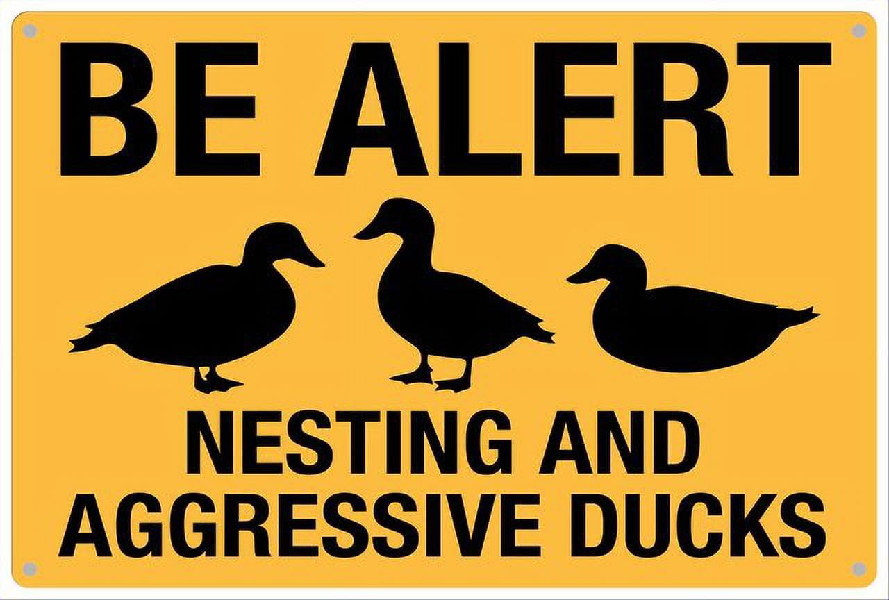 peiyeety Be Alert Nesting and Aggressive Ducks Aluminum Tin Sign for Home Kitchen Wall Decor 12x16 Inches