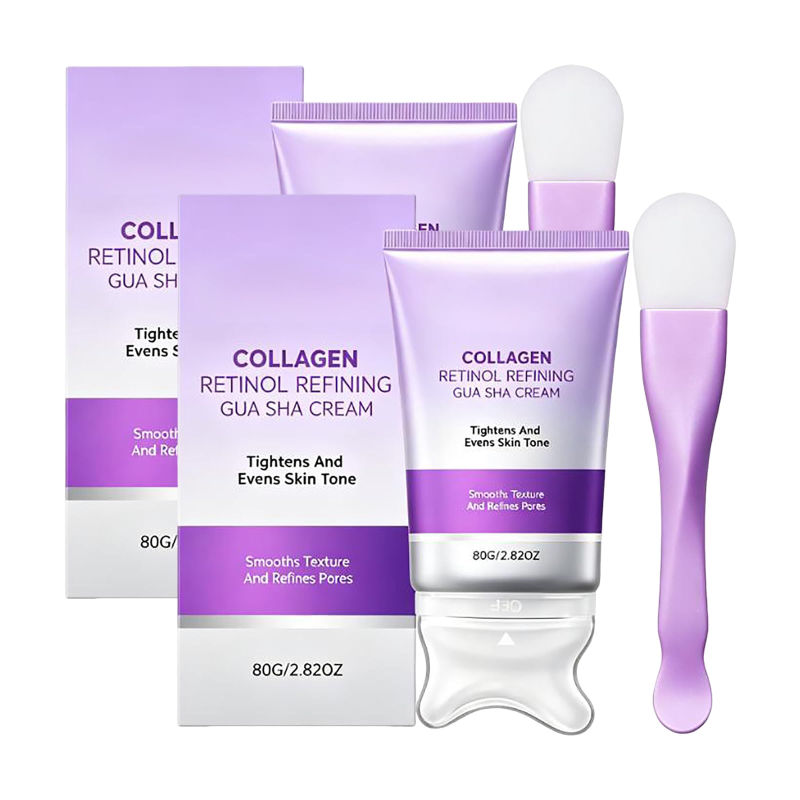 Collagen Retinol Gua Sha Cream for Skin Refining, Neck Cream for Toning and Lifting, From Chin to Décolleté, Daily Moisturiser, Care Against Fine Wrinkles, Neck Massager
