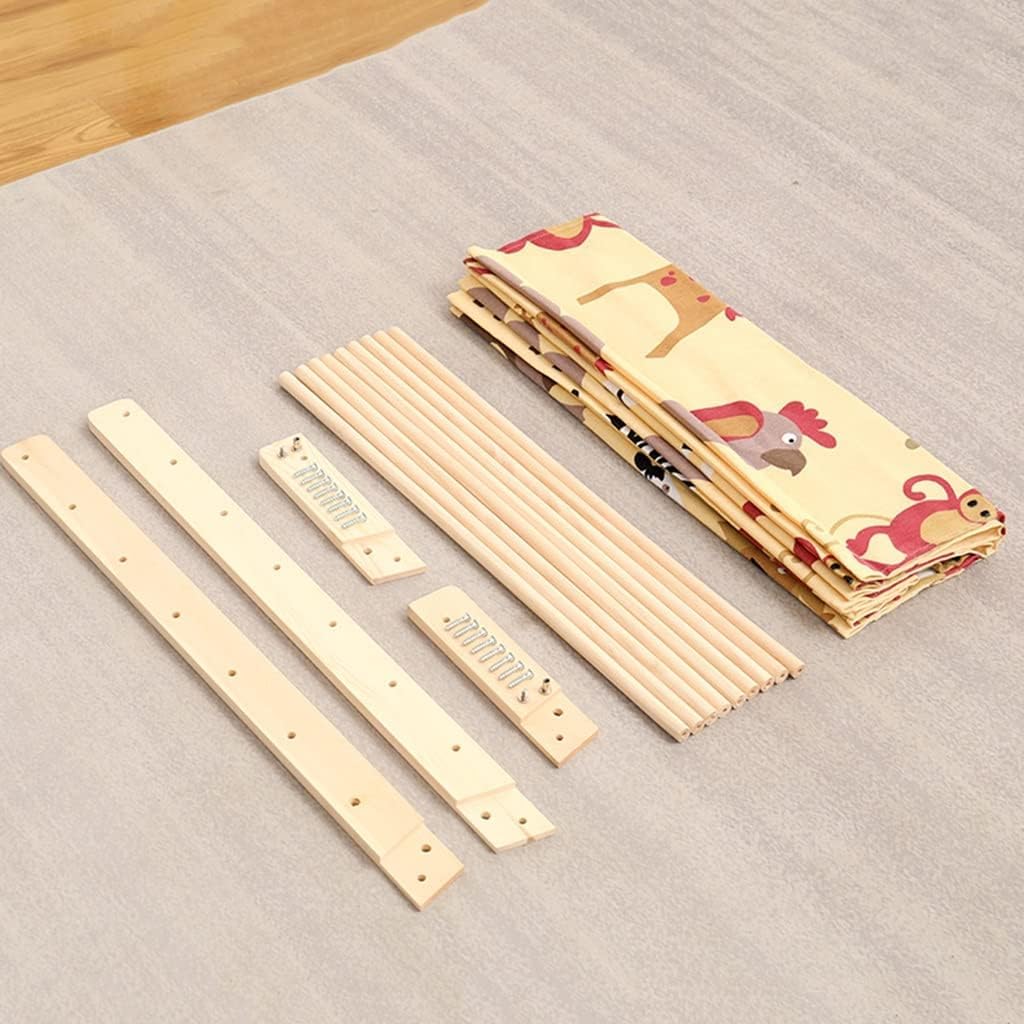 HEYOUTH Scaffale Libri Montessori per Bambini in Legno, 75x30x79 cm con 6 Tasche di Tessuto, Libreria Aperta per Conservare ed Esporre Libri e Giocattoli (Animal style)