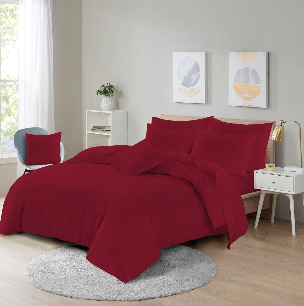 Microfibre King Duvet Cover Set, Soft Easy Care Bedding Set - Red