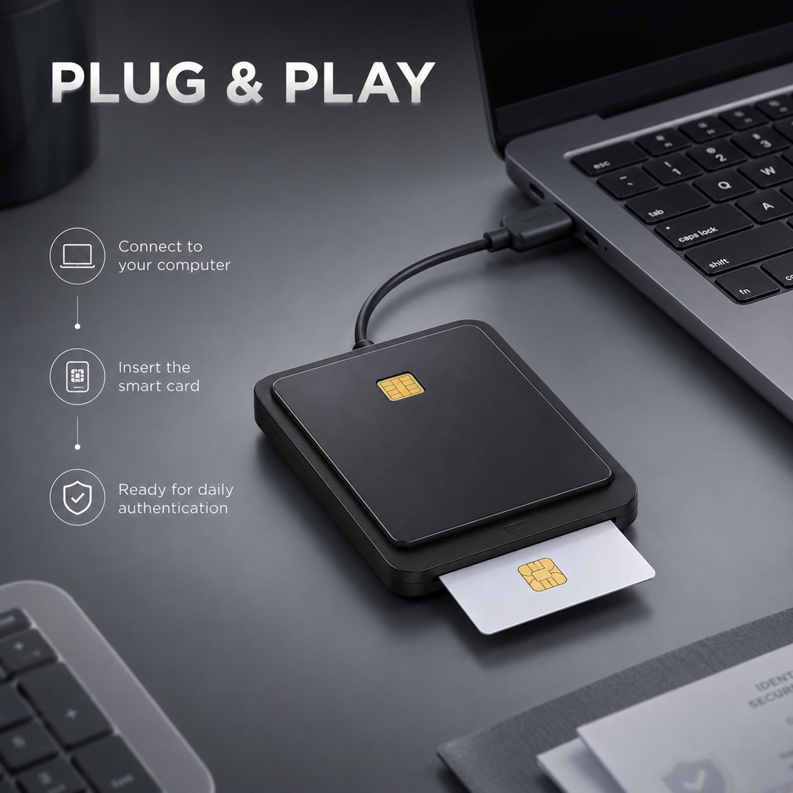 USB PCSC Smart Card Reader für Eid CAC SIM IC, unterstützt digitale Signatur und Online-Bank, für Fahrer mit Schwergewicht Chronographen, kompatibel mit Windows Mac Linux
