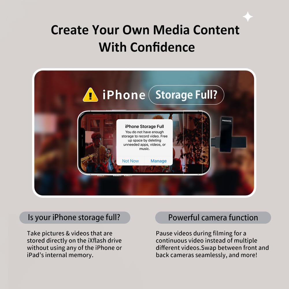 iXflash - Chiavetta fotografica di backup 2 in 1 da 128 GB, USB tipo A e Lightning, USB per iPhone, iPad, archiviazione esterna per foto per iPhone e computer