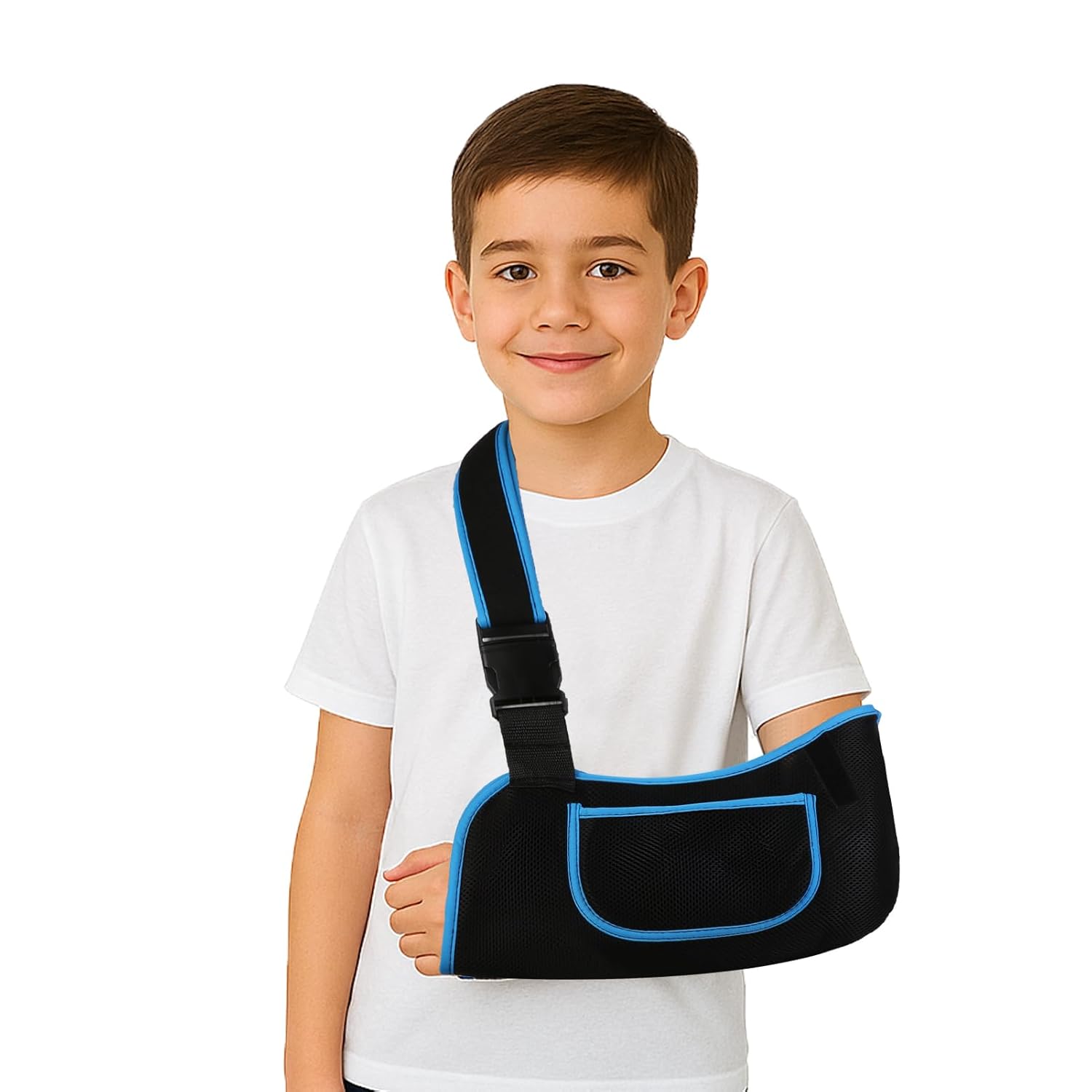 kids arm sling, Lightweight & Breathable Medical Sling with Adjustable Shoulder Strap, Shoulder Mesh Immobilizer Slings for Elbow Injury/Torn Rotator Cuff/Wrist Injury/Surgery, Right or Left Small Blue
