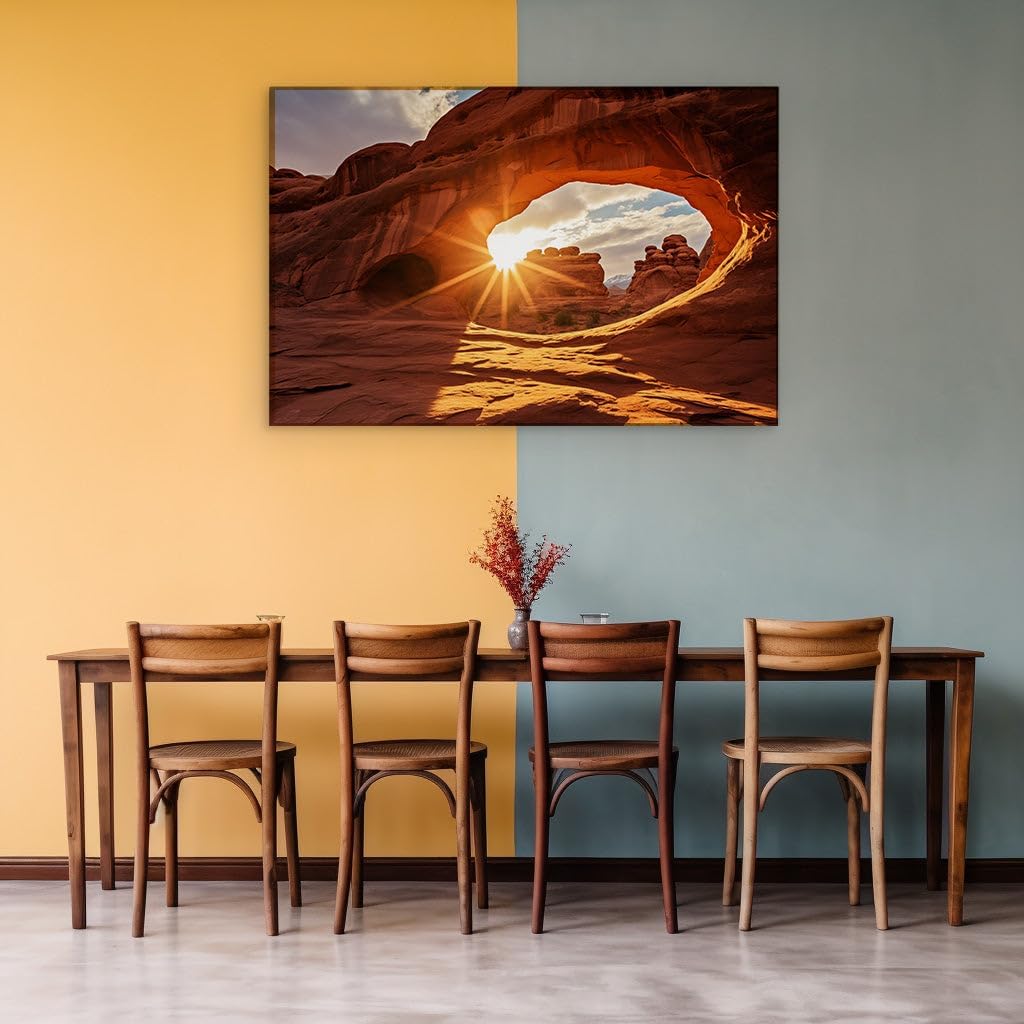 Canvas for Living room. Sunlit Archway to the Heavens - A Serene Landscape Masterpiece, 27 x 18 inch Canvas Wall Art - Contemporary Masterpieces - Modern Home Decor