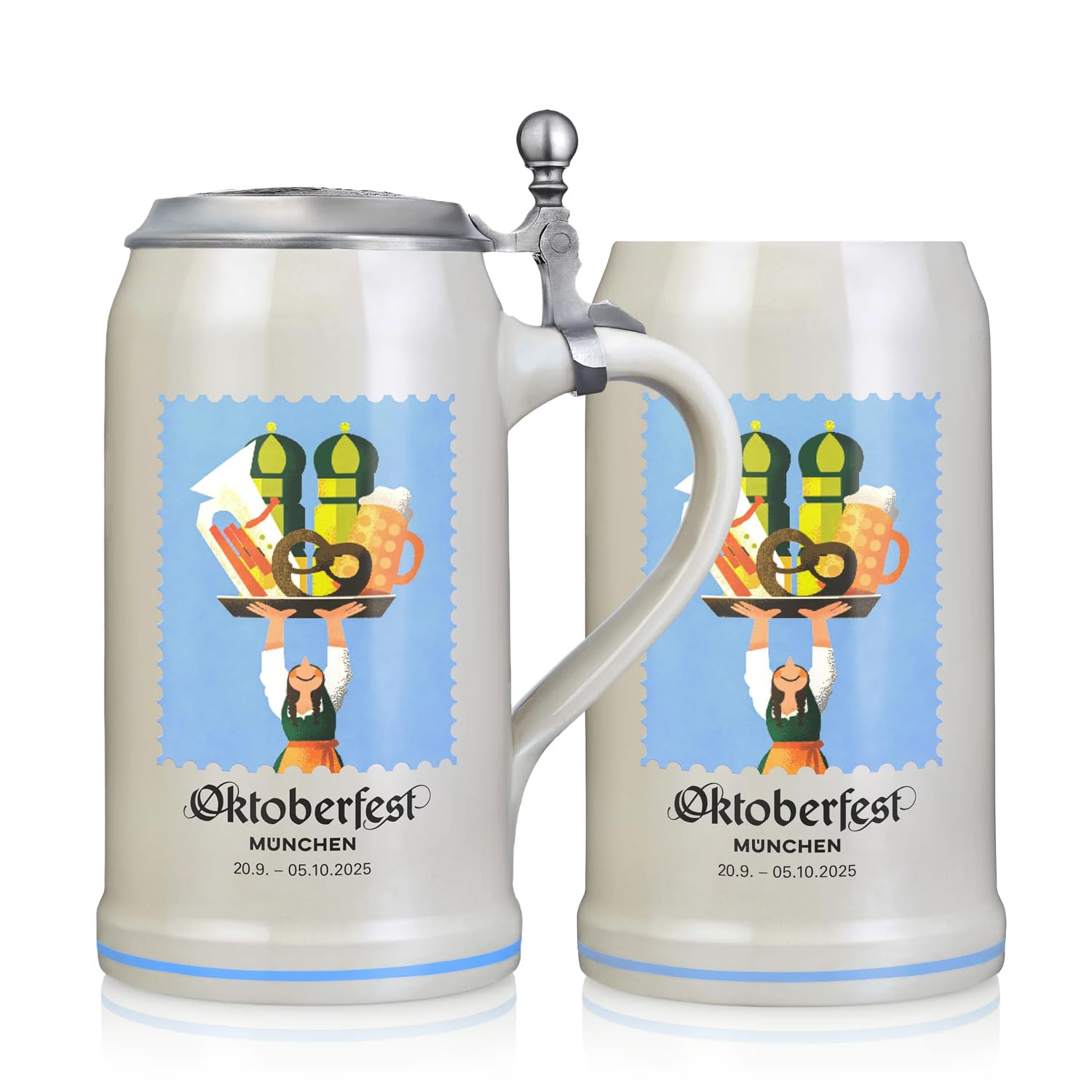 Zum Franziskaner offizieller Oktoberfest Krug 2025 der Stadt München - Sammlerstück - Bierkrug Maßkrug Oktoberfest Krug Geschenk Souvenirs Original - Limitiert (mit Zindeckel)