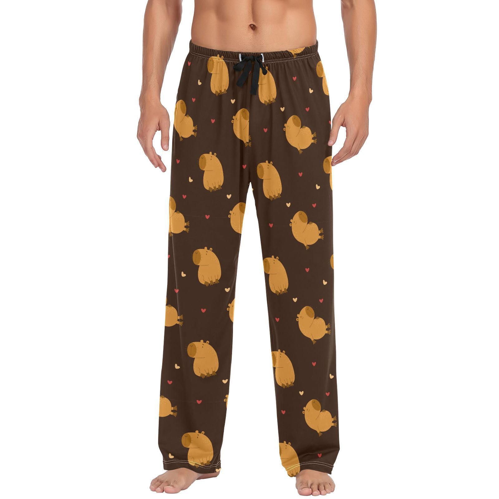Oudrspo Men's As Pic (Funny Animal Capybaras Pajama Pants Soft Sleep Lounge Pajamas Bottoms With Pockets Drawstring