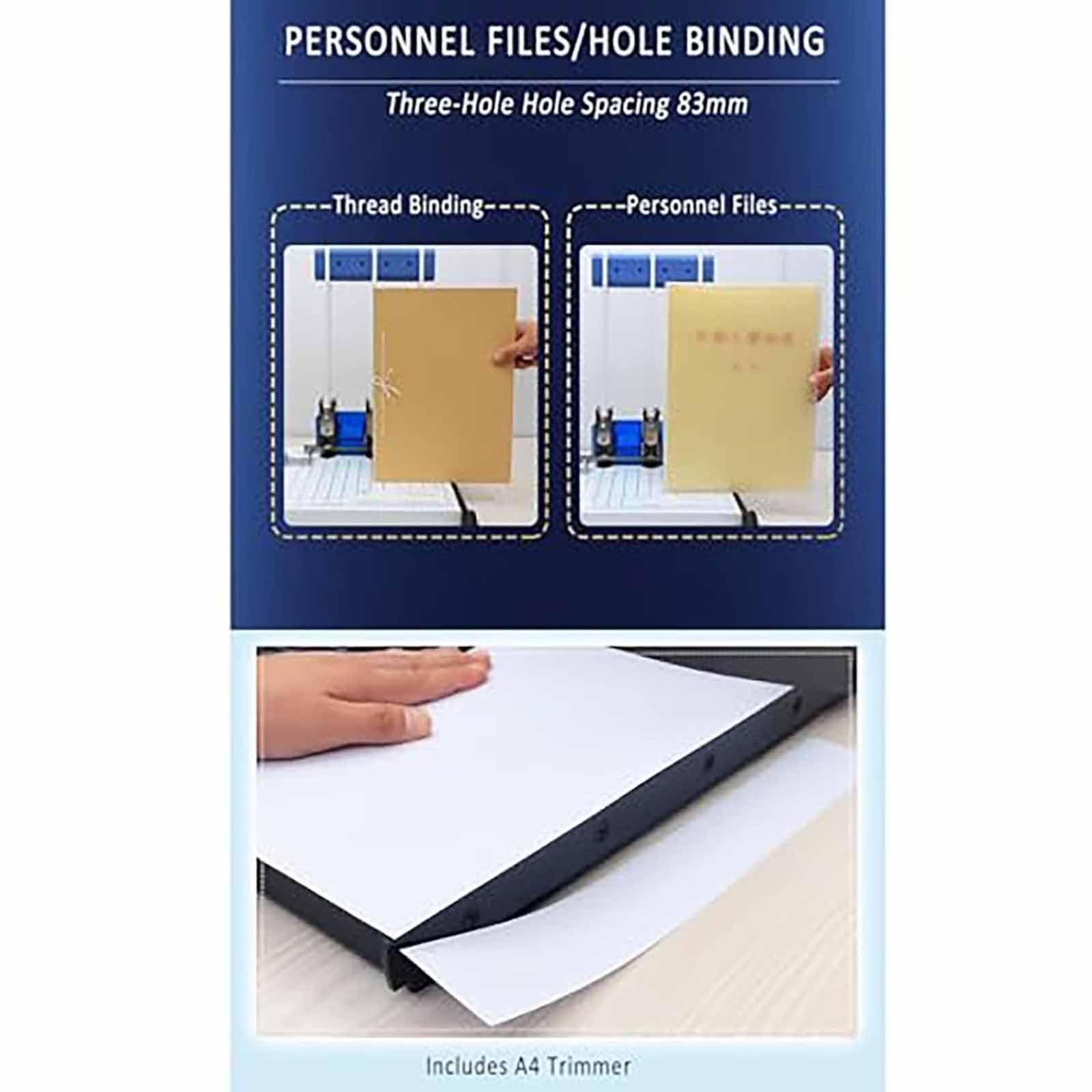 ERICAT Perforatrice Manuale a 3 Fori per Impieghi Pesanti, Perforatrice Manuale a 3 Fori con Righello di Posizionamento, capacità di Perforazione 150 Pagine, Spessore 15 Mm E Distanza Fori 83 Mm