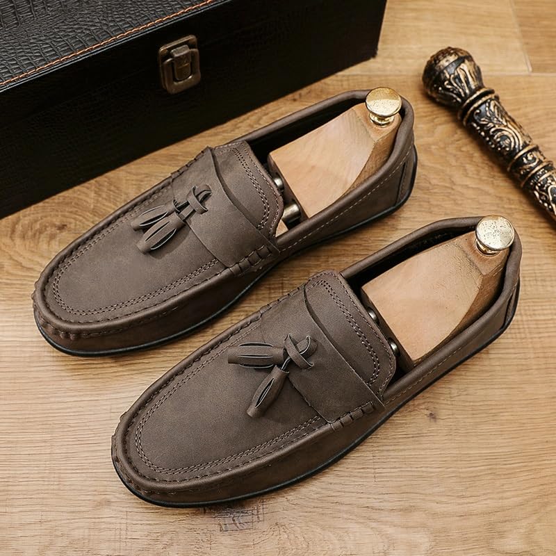 Mens Loafers Round Toe PU Leather Penny Loafers Tassel Flexible Comfortable Resistant Casual Wedding Slip On2