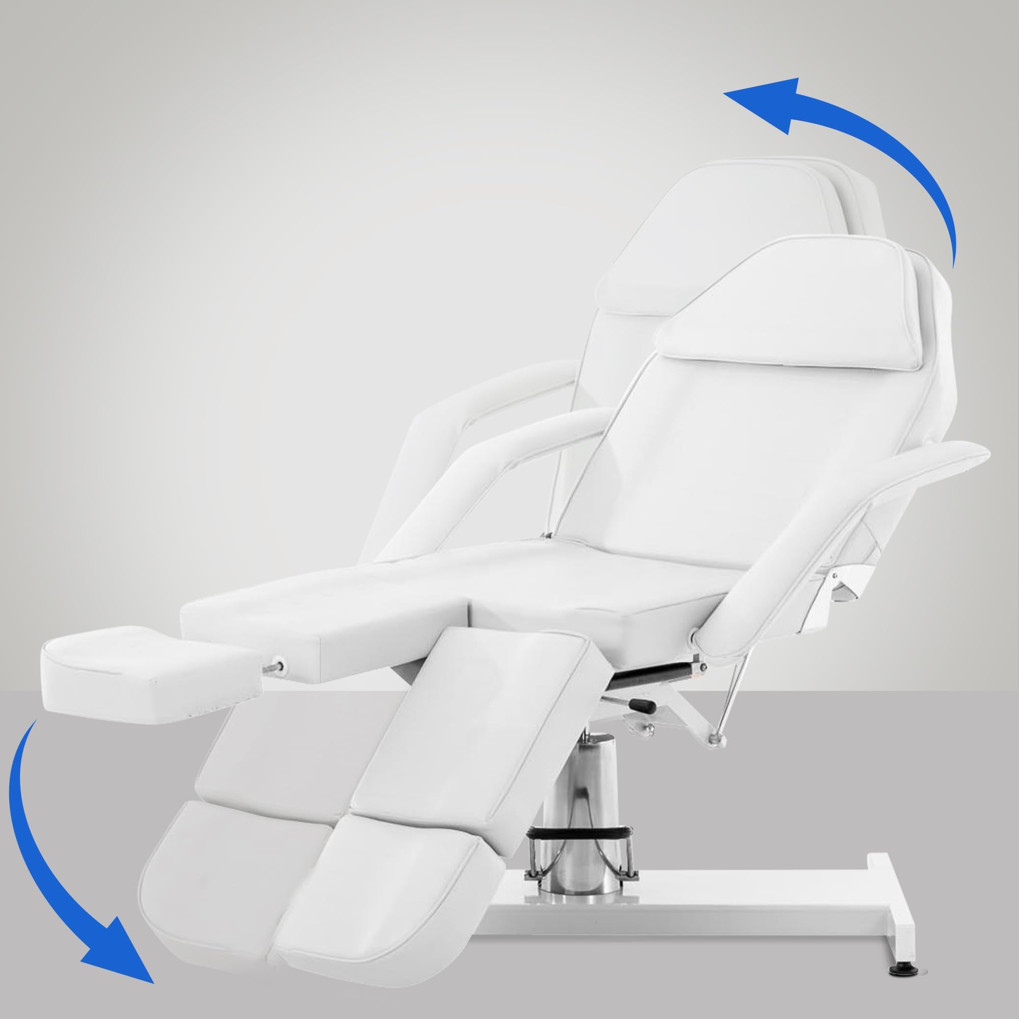 CLP Fauteuil De Massage Hydraulique Split V2 en Similicuir I Hauteur Réglable en Continue Accoudoirs Réglables Chaise Cosmétique Multifonction, Couleur:Blanc