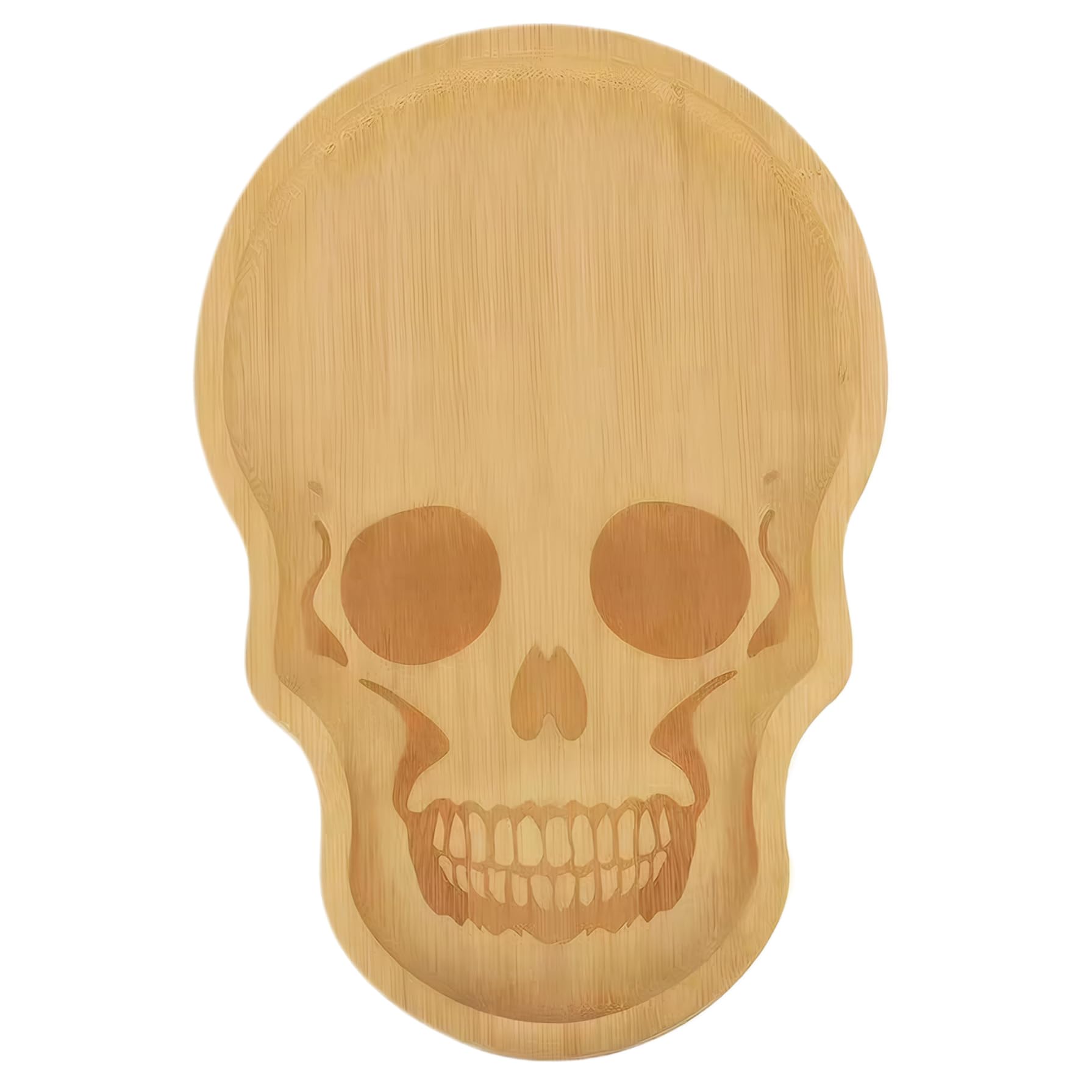 Ameble Halloween Serving Dishes Wooden Halloween Serving Tray 12x7.9x0.6 Charcuterie Board Spooky Skull Decorative Dish for Party