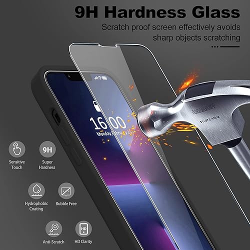 Miniatura 289 de BossKiss Funda compatible con iPhone 14 Pro, silicona mejorada [protección de cámara] [2 protectores de pantalla 9H], forro interior de microfibra