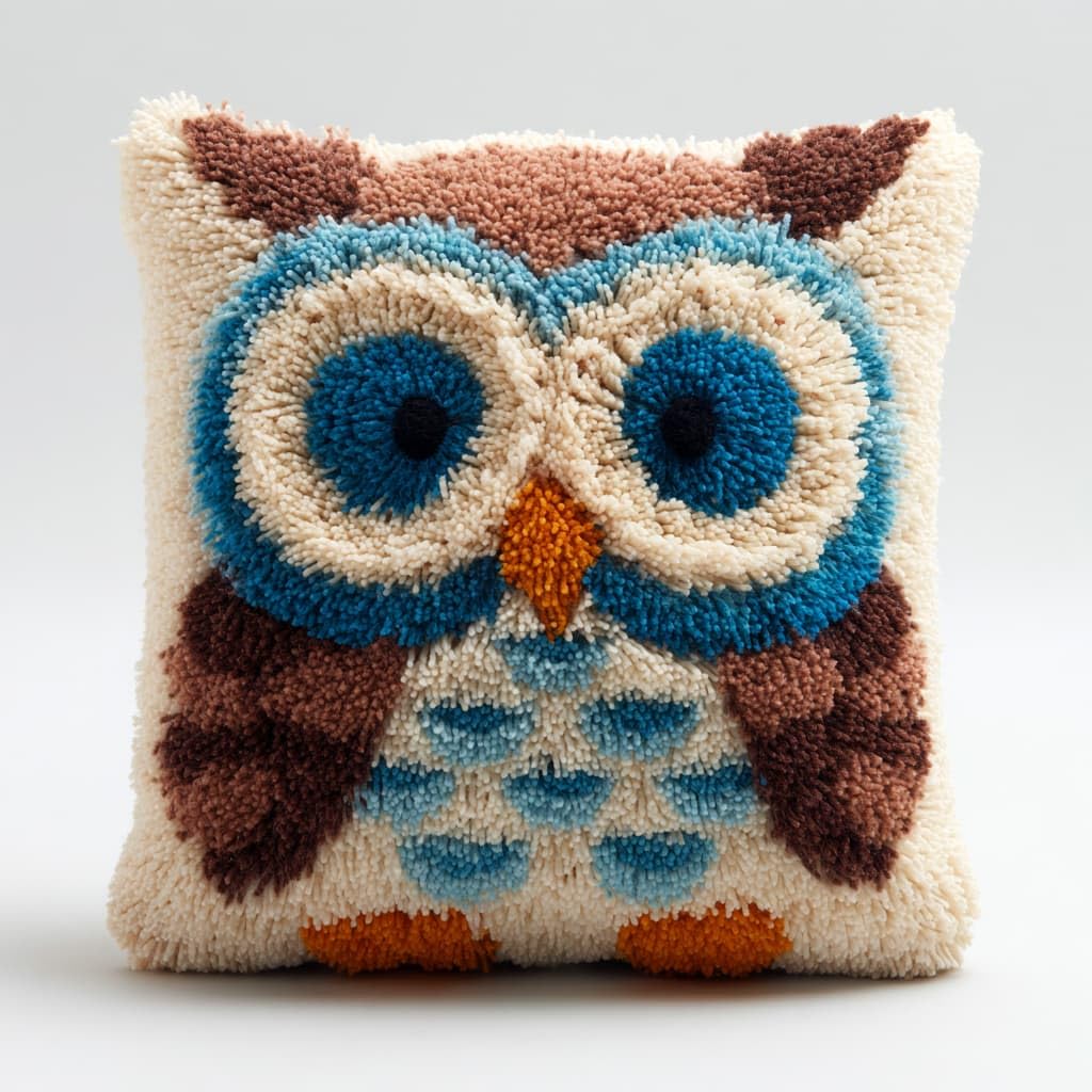 Wallustrioaw Latch Hook Cushions-E Diy Latch Hook Cushion Kit,Animal Owl