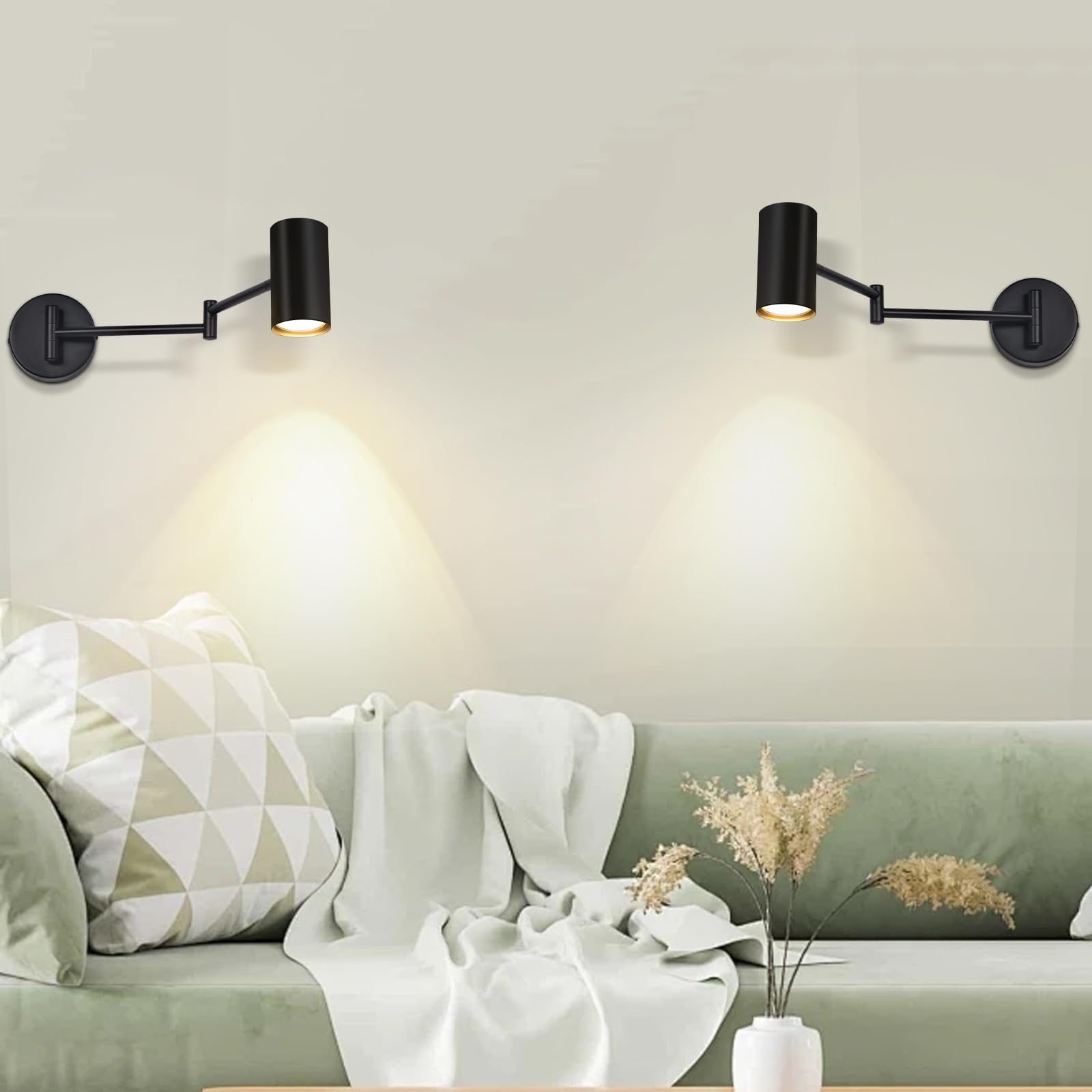 Homefire Wandleuchte innen Wandlampe GU10 Schwarz 2 Stück Schwenkbar