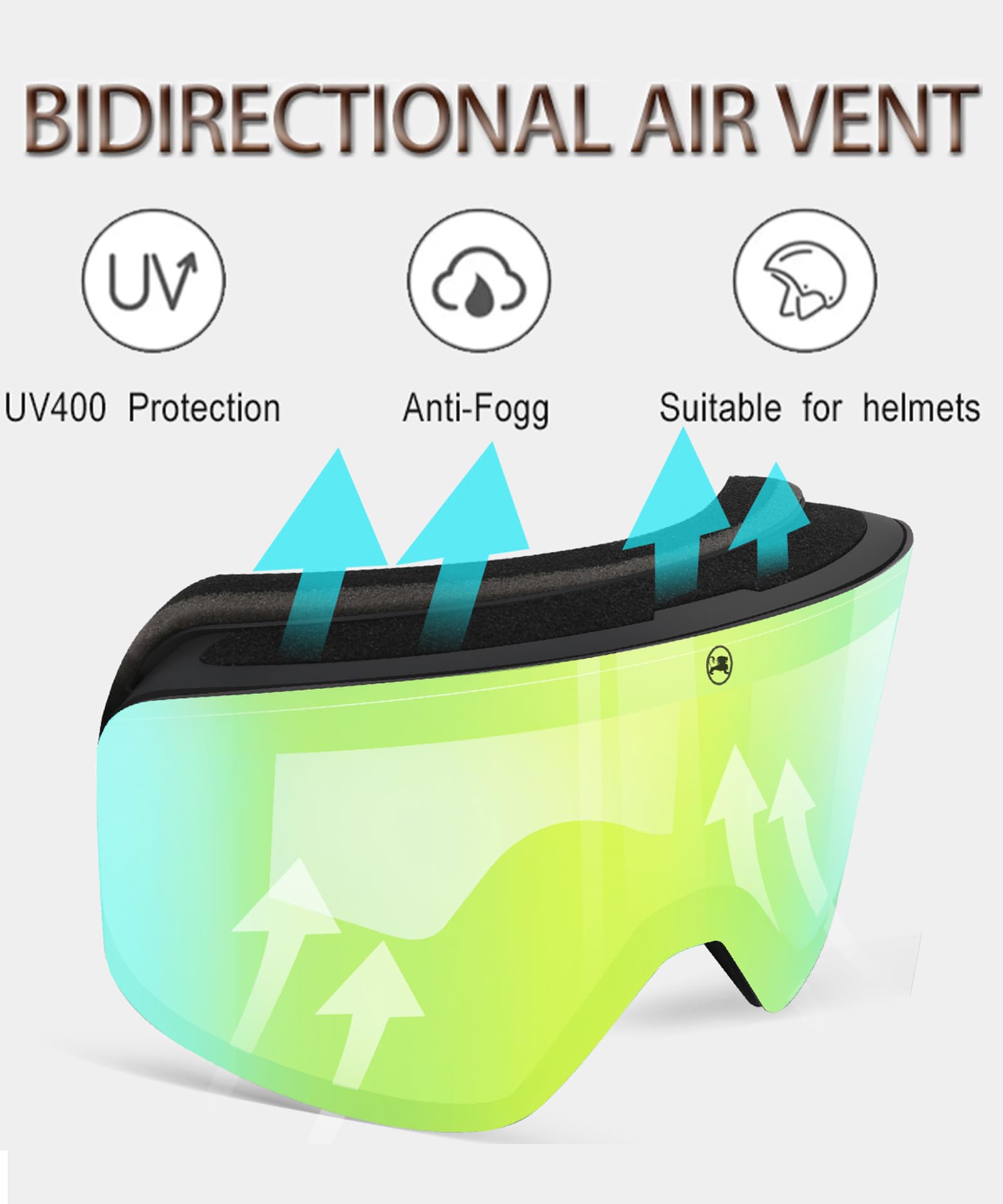 OTG Lunettes de ski photochromiques sans cadre - Adaptives à la lumière - Anti-buée - Protection UV - Pour homme et femme