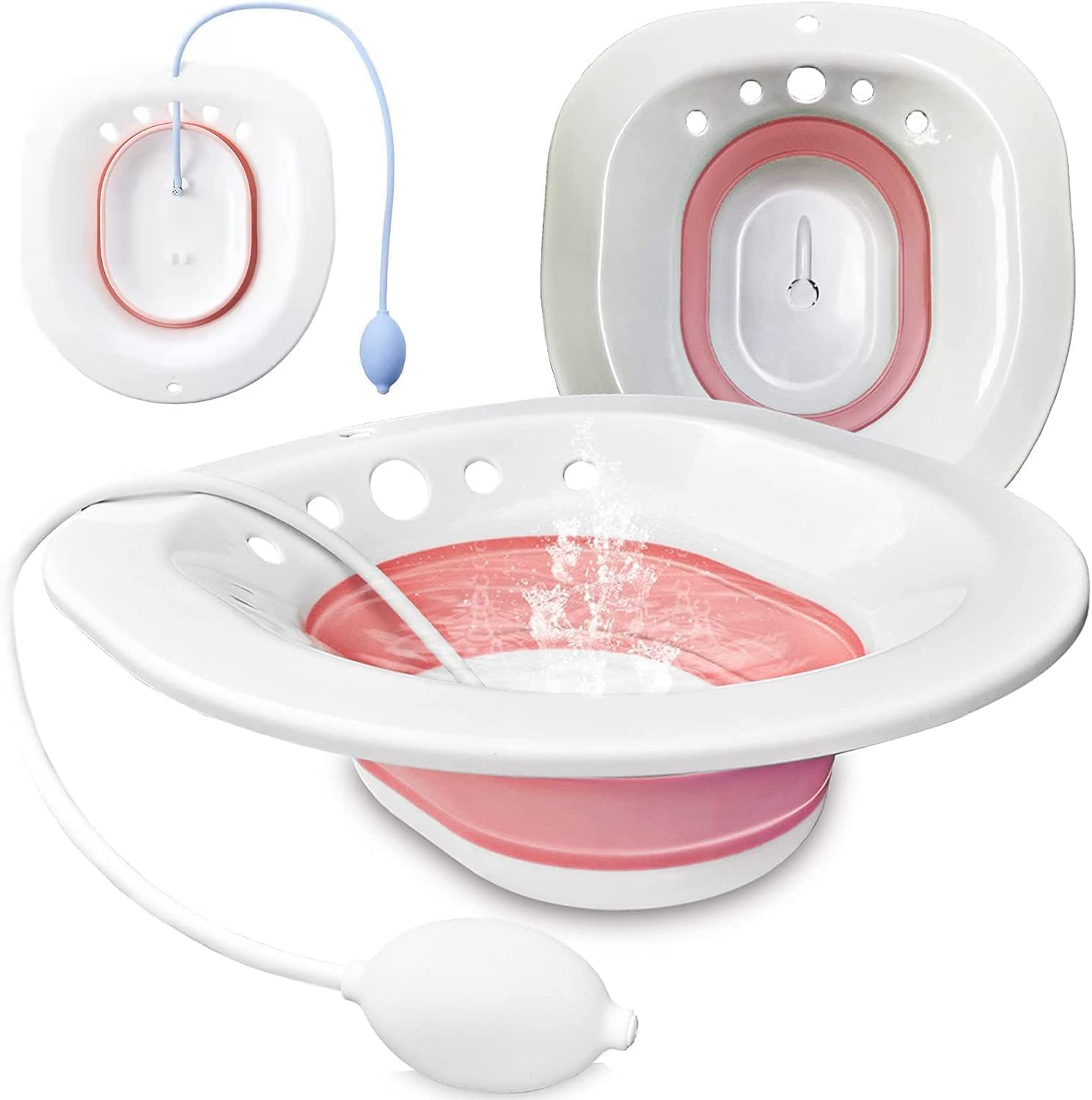 DMG TECH Sitz Bath for Toilet Seat, Folding Sitz Bath Tub for Pregnant Women, Yoni Steam Seat with Irrigator, For Postpartum Care, Hemorrhoid Treatment, Soothing and Relieving Inflammation (Pink)