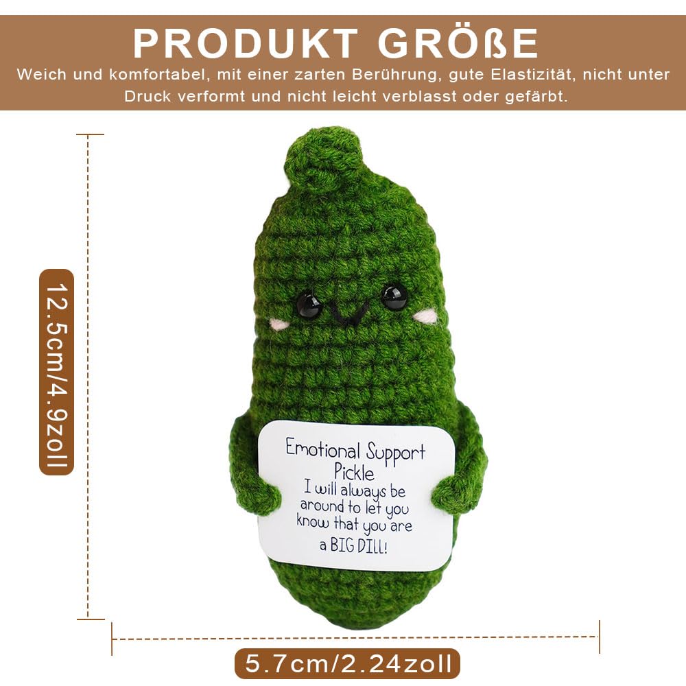 LATRAT Pocket Hug Positive Ziemniak, Creative Knitted Wool Potato Doll, prezent motywacyjny dla przyjaciół, na imprezę, jako zachęta, zielony ogórek sałatkowy