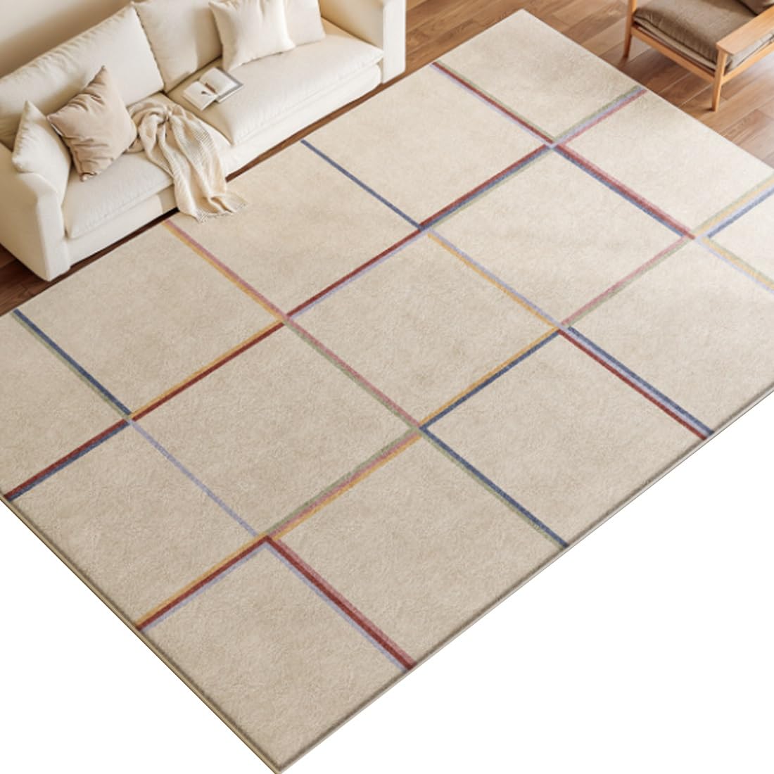 Tapis antidérapant pour salon évitant les glissades grand format design