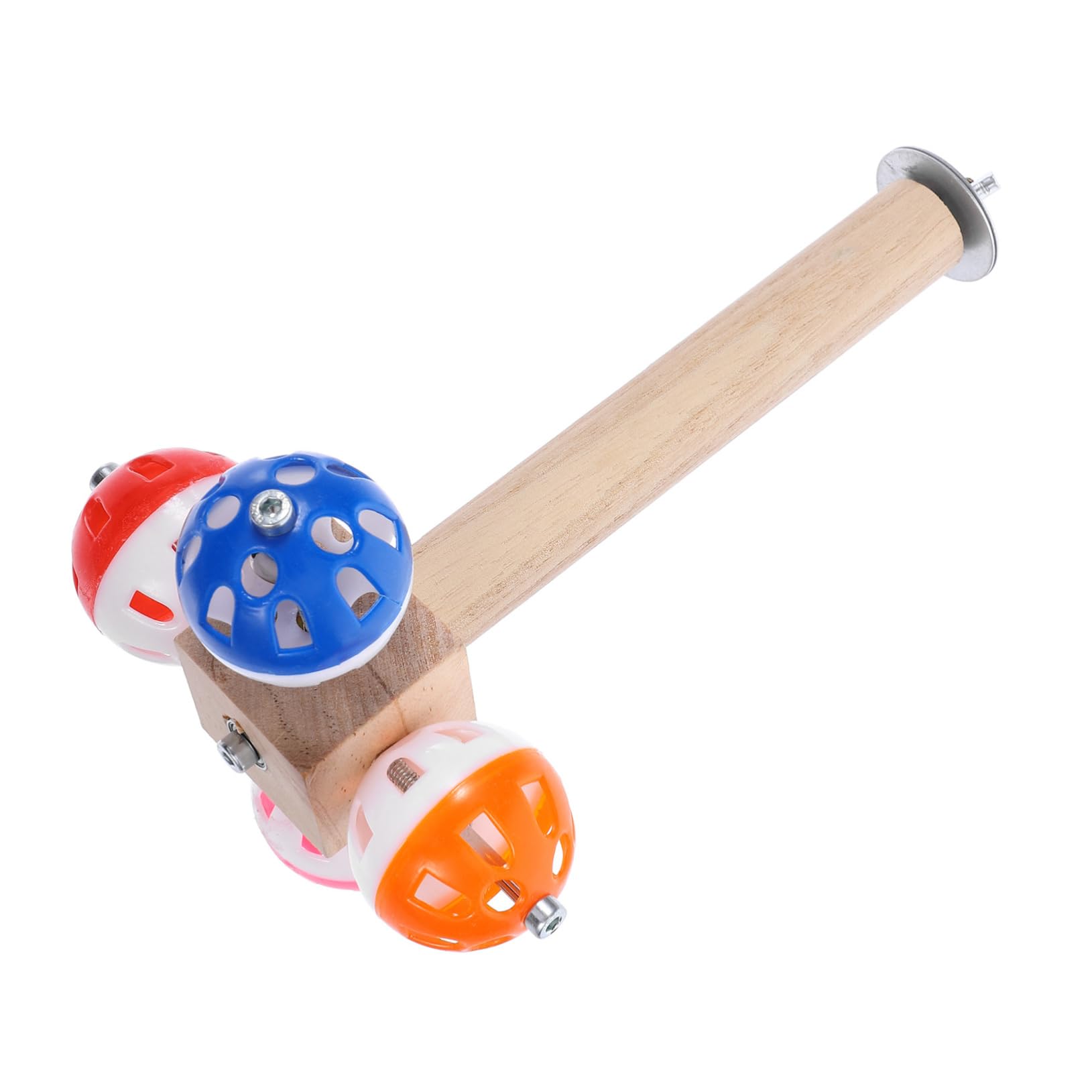 VANZACK 3pièces Perchoir à Oiseaux Bois avec Ballon Rotatif Jouet Activité pour Perroquets Et Perroquets Conures Accessoire Naturel pour Cage à Oiseaux