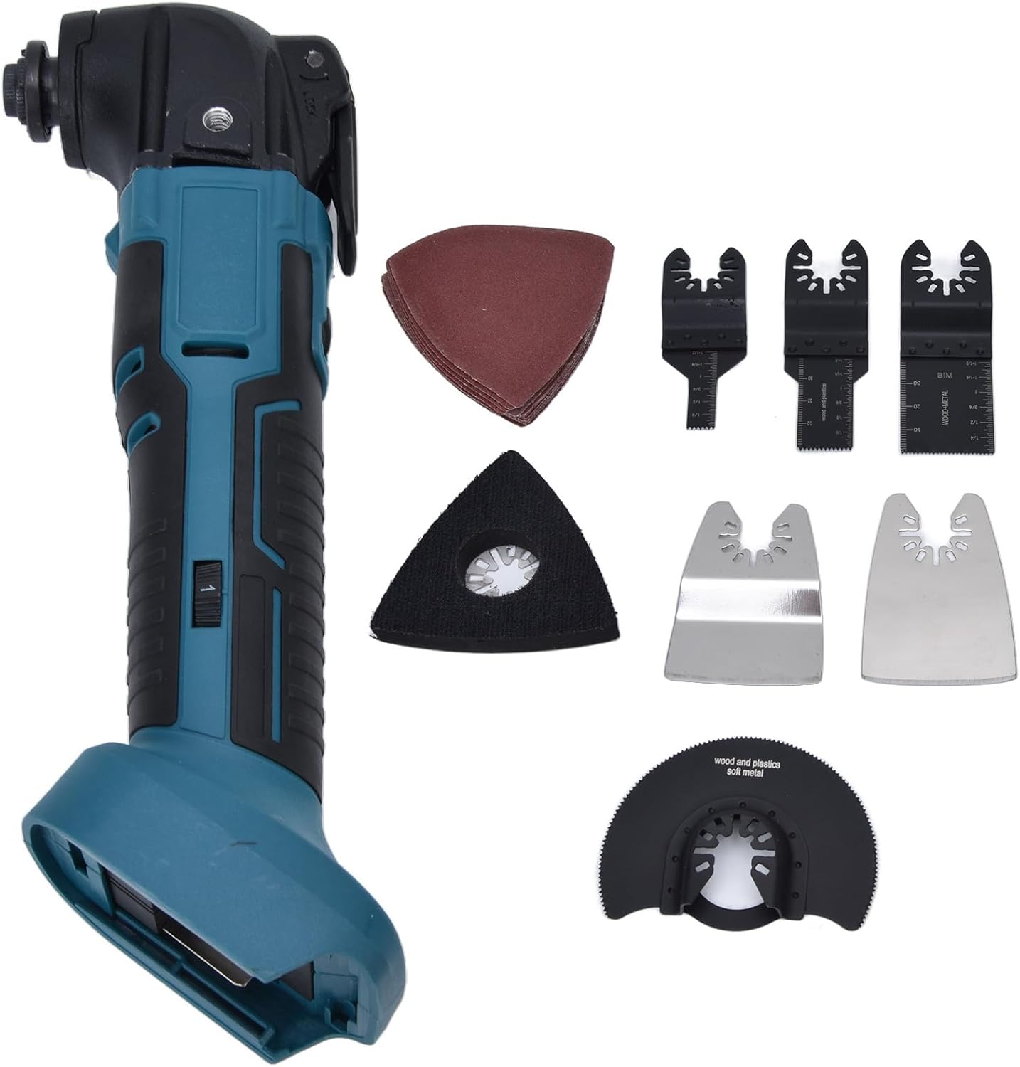 21V Lithium Battery Oscillating Tool - 6 Speed Adjustable Power Trimmer and Multitool Kit - 6000-20000 RPM No Load Speed - Universal Interface and LED Work Light - Stainless