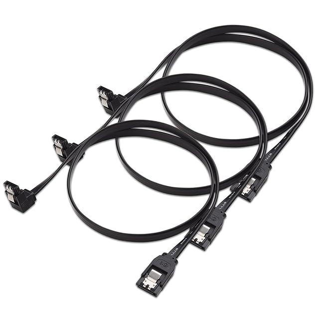 Cable Matters 3-Pack 90 Degree Right Angle SATA III 6.0 Gbps SATA Cables 60cm (SATA 3 Cable, SATA data Cable, SATA Cable) Black