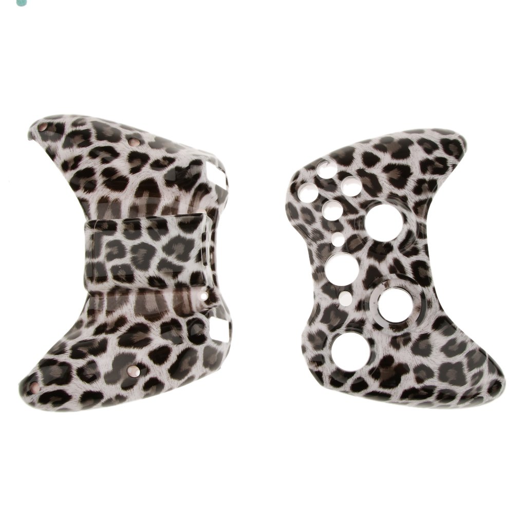 Plastic Replacement Case Shell Skin Button Housing Kit for Xbox 360 Controller-Black&White Leopard Easy Install Gaming Electronics