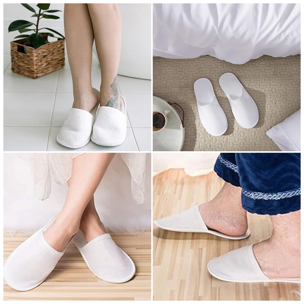 KARELLS Pantofole Usa e Getta Antiscivolo,2 Paia Pantofola SPA Pantofole Hotel Monouso,Pantofole Casa Confortevoli,con 1 Asciugamani Compressi,Comfort Chiuse,Ideali per Hotel, Spa e Centri Benessere