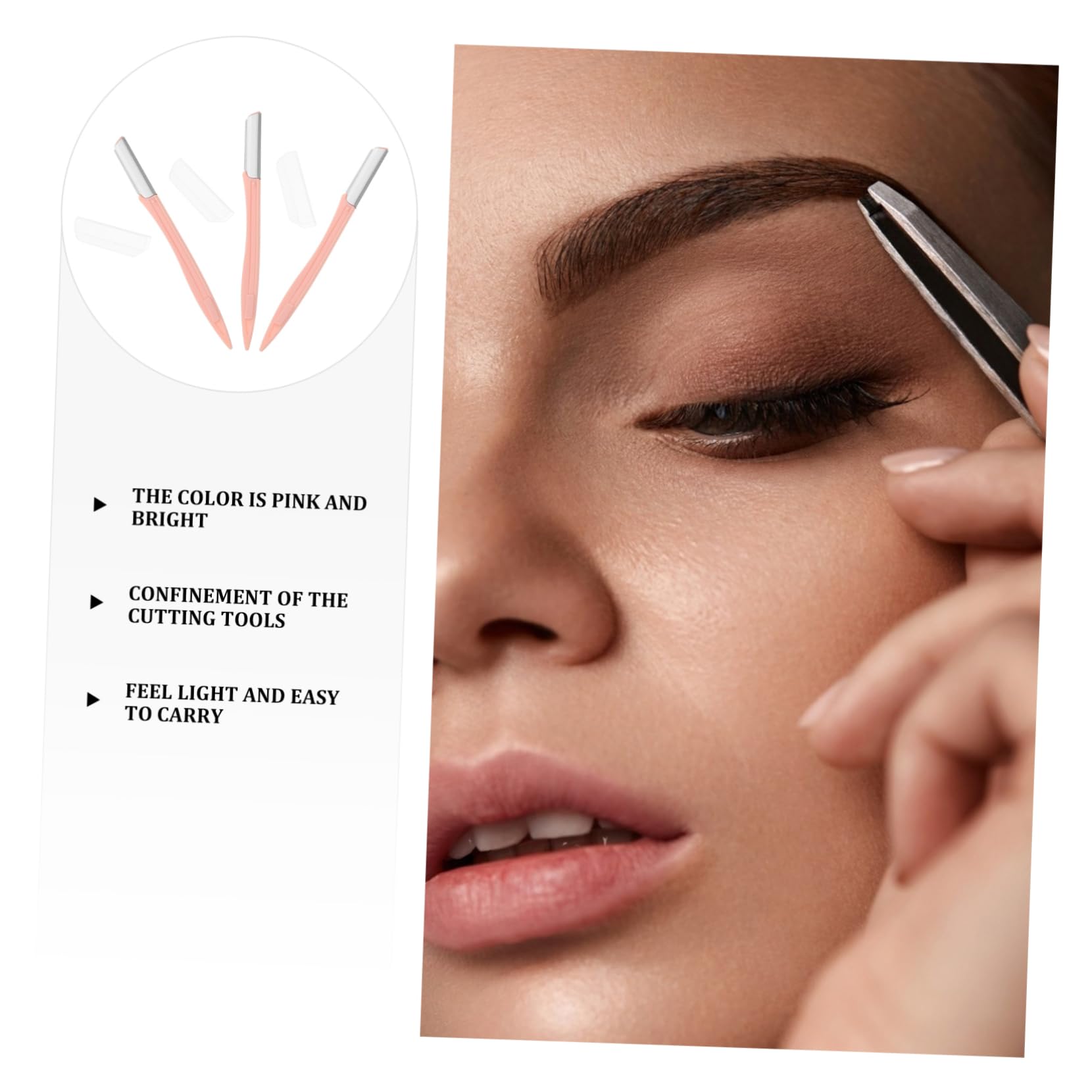 Baluue 9pezzi Rasoio Per Sopracciglia Con Manico Plastica Strumenti Pratici Per La Delle Sopracciglia Rasoio Eyebrow Shaper Rosa Facile Da Trasportare e Utilizzare