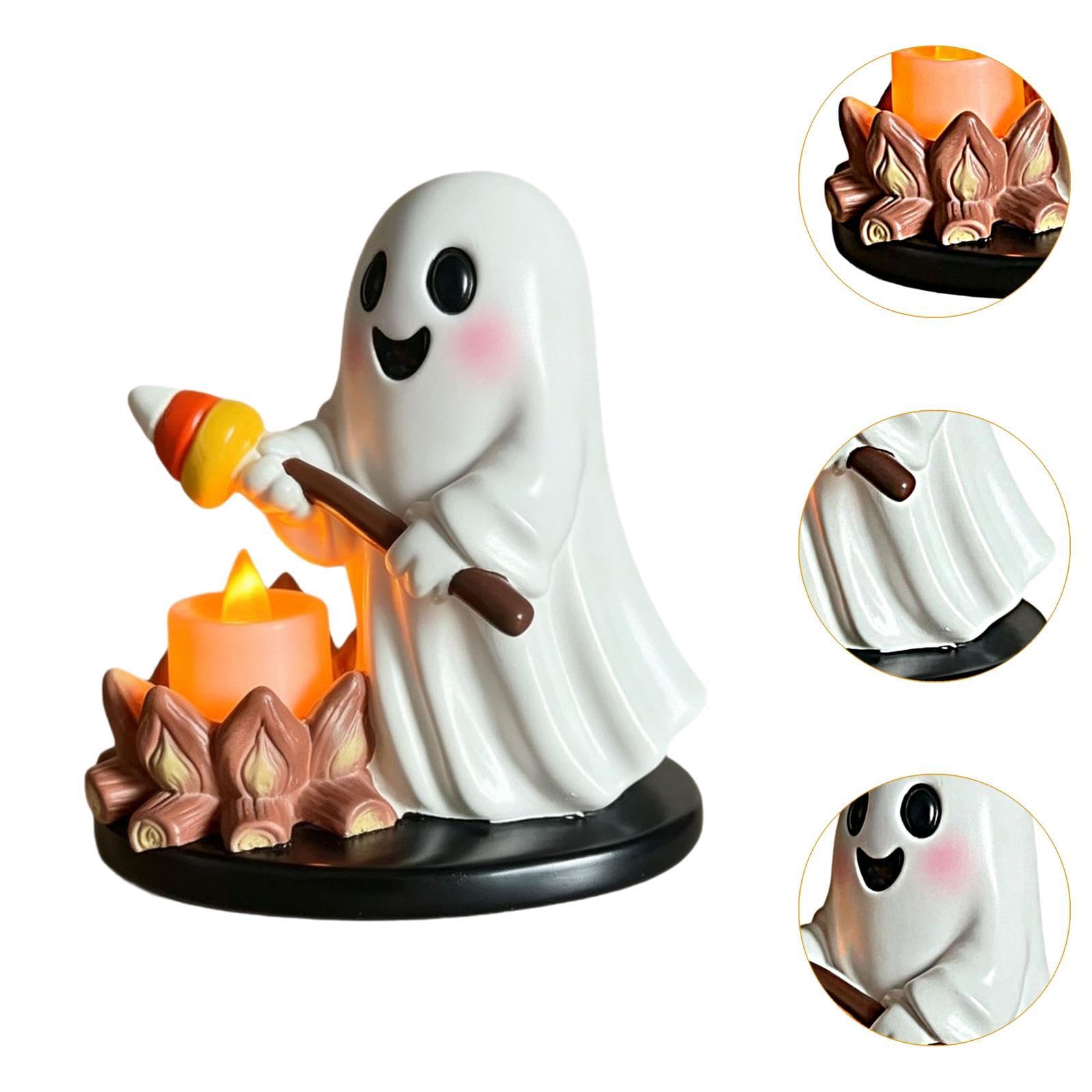 Portavelas de Té para Halloween, Portavelas para Fogata, Centro de Mesa con Figura de Resina Y Efecto de Parpadeo Dinámico, Ideal para Decoración, Style B, Individual