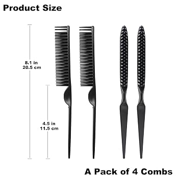 4 Pcs Curling Combs, 3 Rows of Toothed Styling Combs, Used for Combing, Separating and Shaping Curls