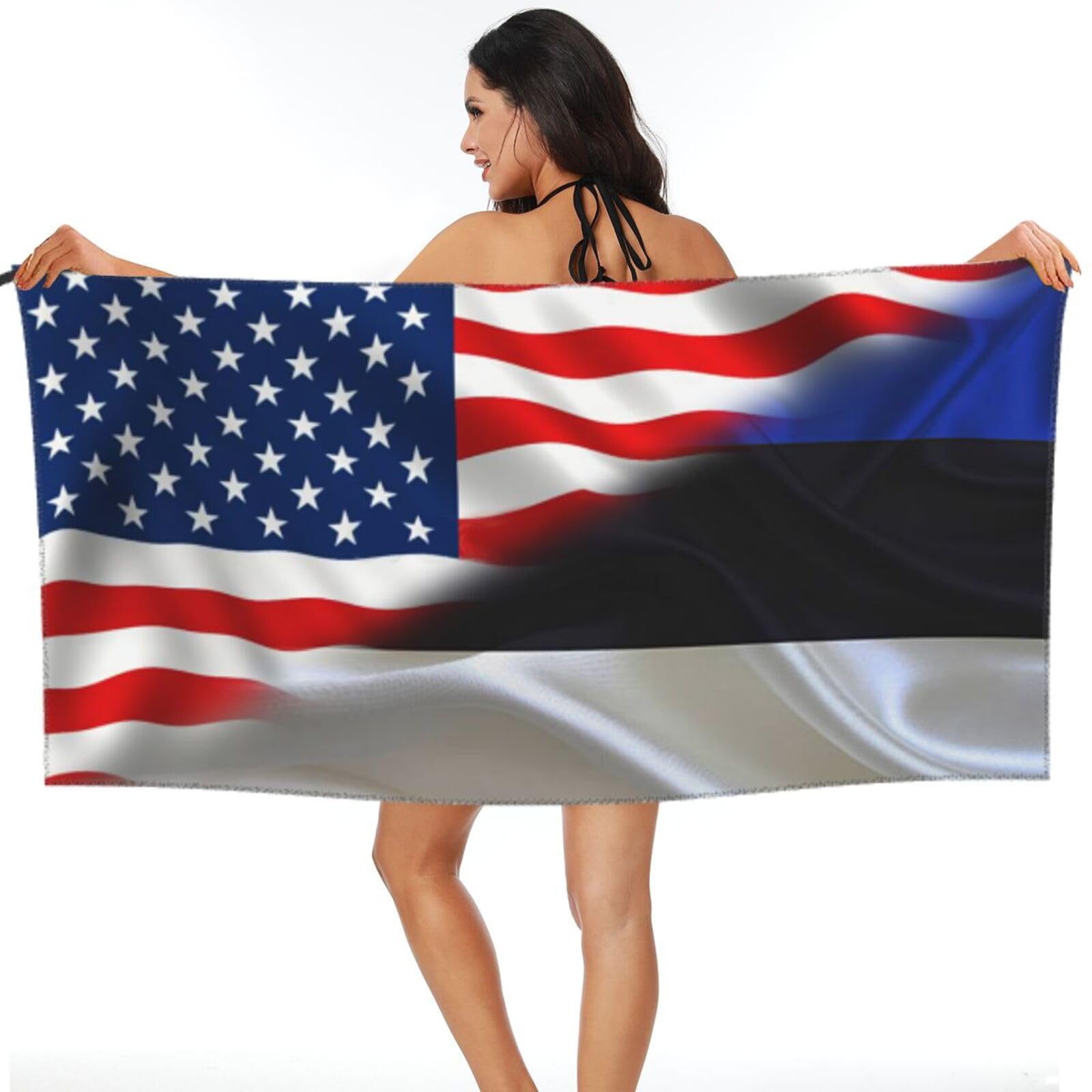 Serviette de plage portable USA Estonie pour vos sessions camping et voyage