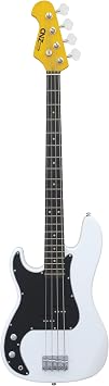 PB Electric Bass Guitar - Left Handed - White Finish, Amber Maple Neck, Artificial Rosewood Fingerboard