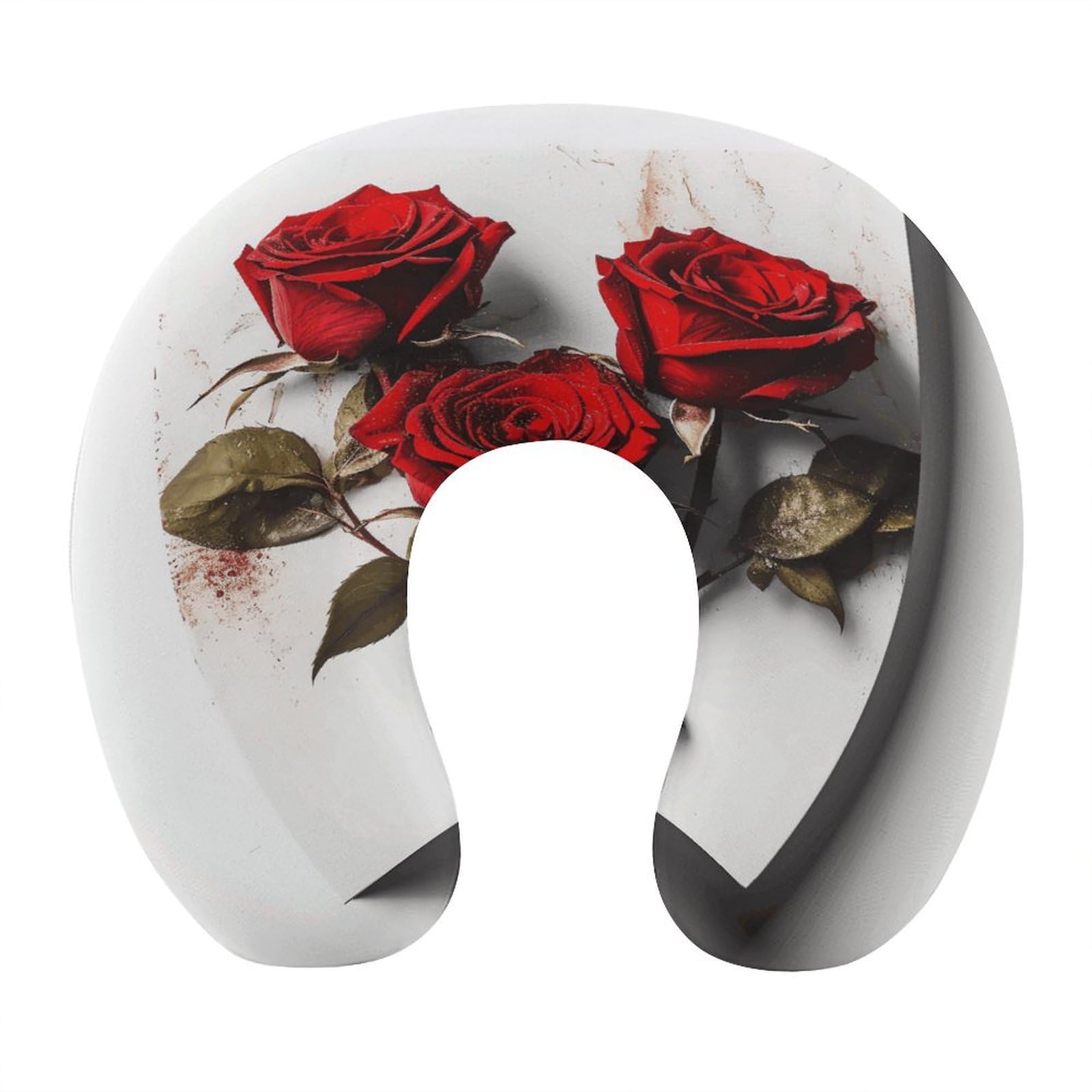 Btcowzrv Style Hand Drawn Rose U Shaped Neck Pillow Travel Pillows