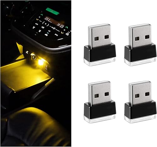 Miniatura 7 de Sylvil 5 lámparas LED USB para el interior del automóvil, mini luz nocturna LED portátil, kit de iluminación ambiental de interfaz USB enchufable,